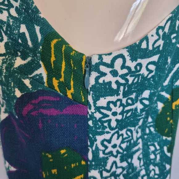 Anthropologie Vanessa Virginia Graphic Hibiscus Shift Dress, VGUC, Size 4 - Picture 7 of 8